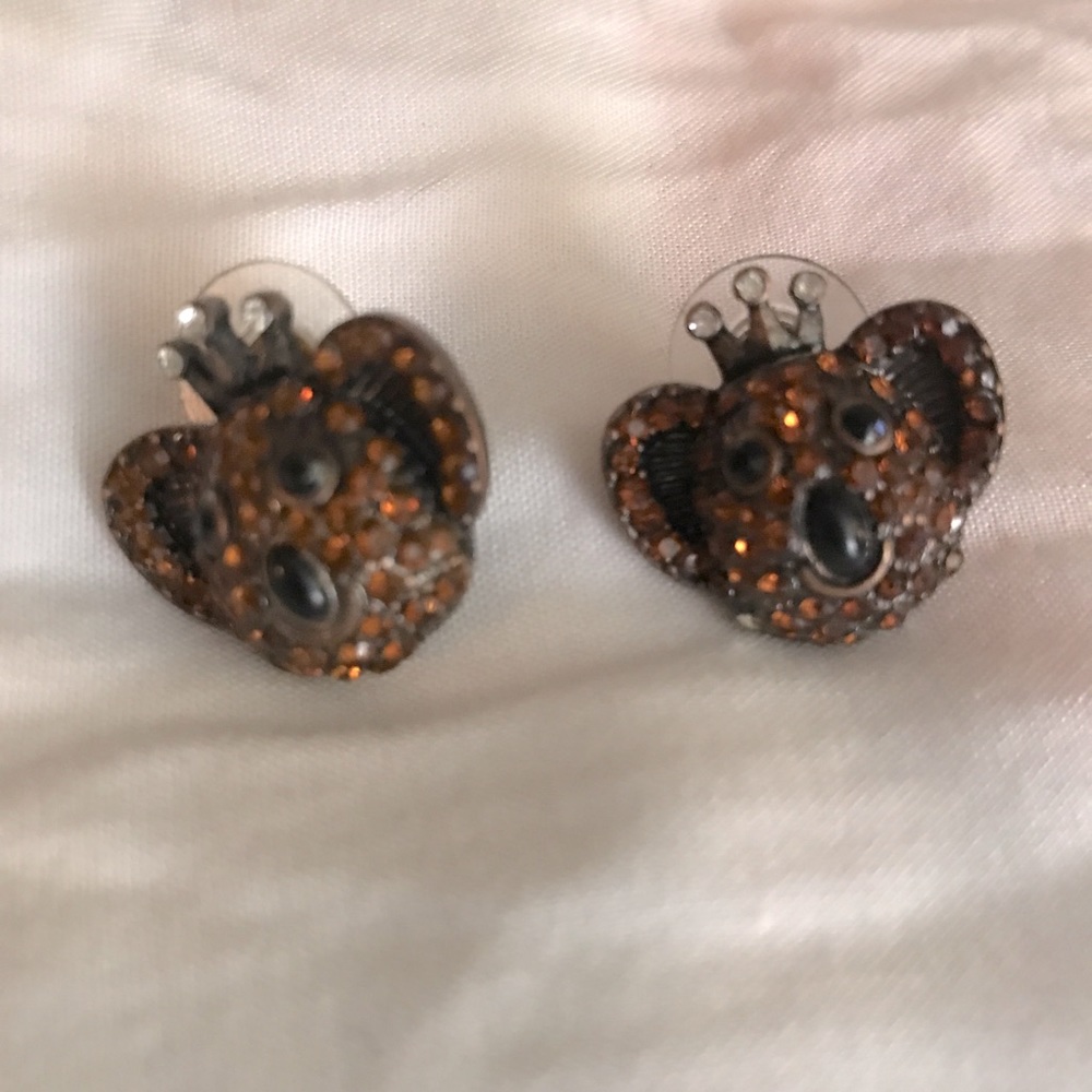BETSEY JOHNSON KING KOALA EARRINGS